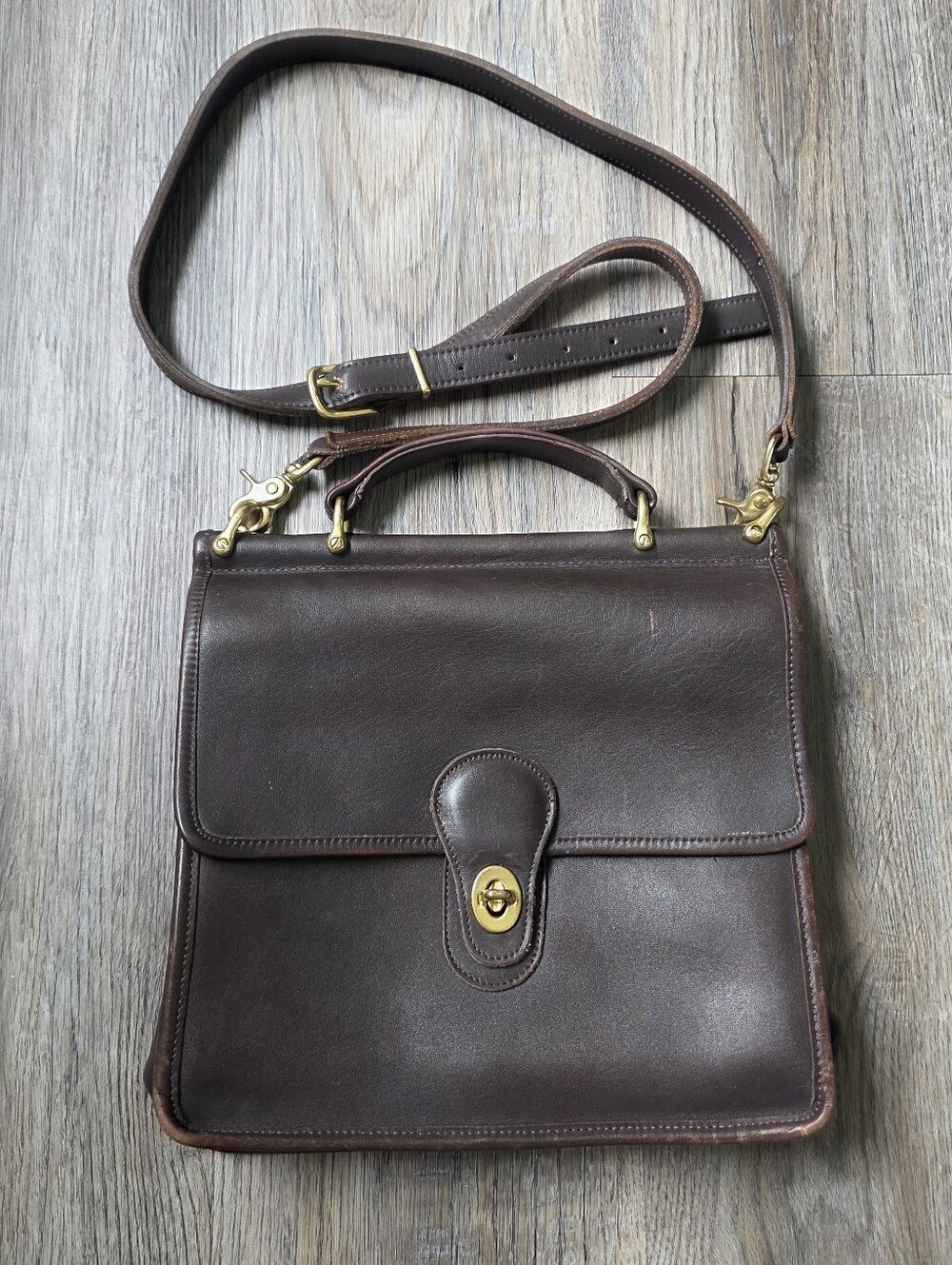 Vintage Coach Classic Brown Leather Men's Briefcase Shoulder Bag